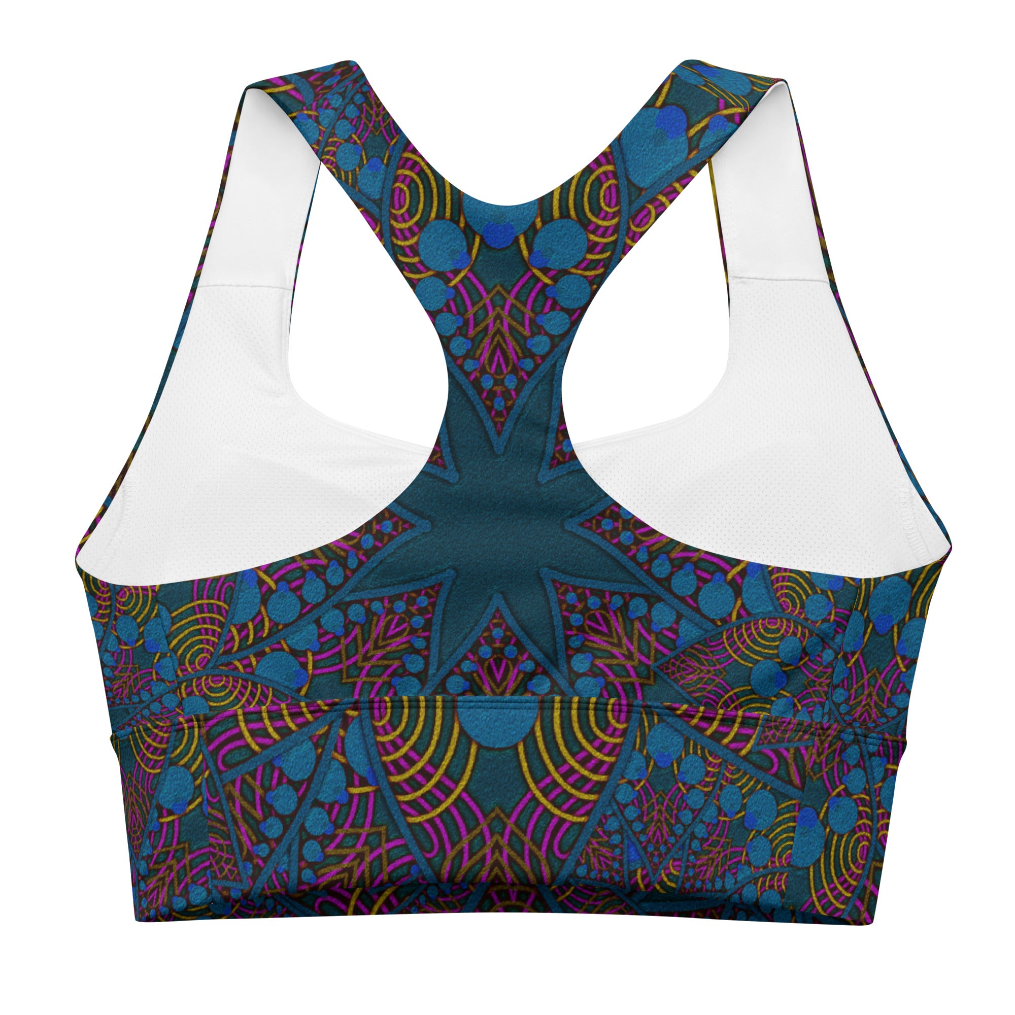 Blue Organic Fractal Longline sports bra