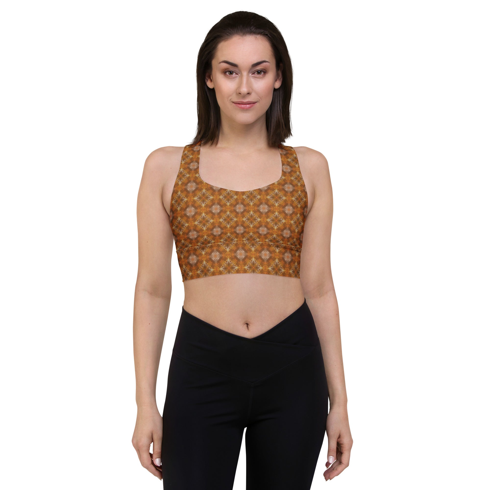 Brown jungle Longline sports bra