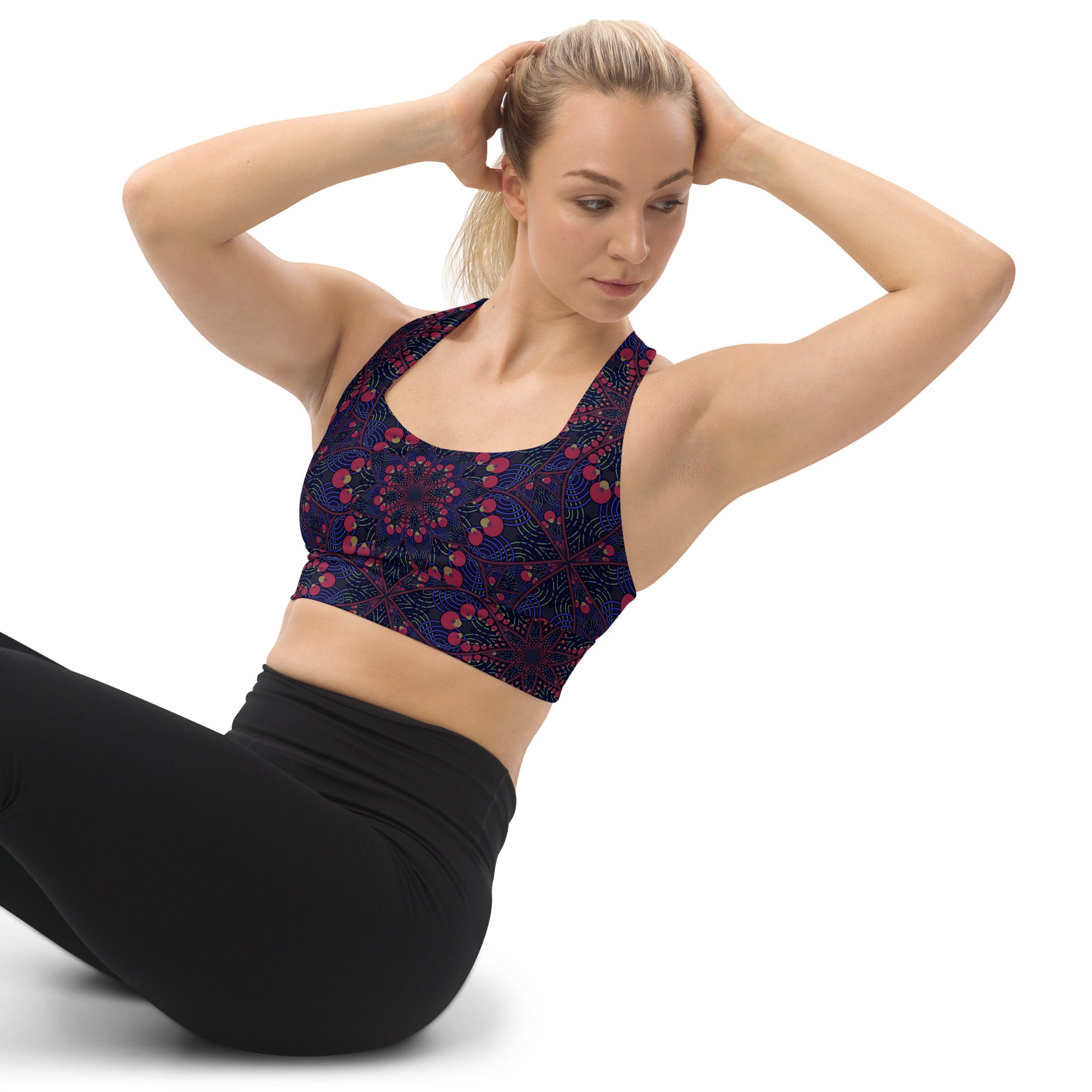 Pink kaleidoscope Longline sports bra