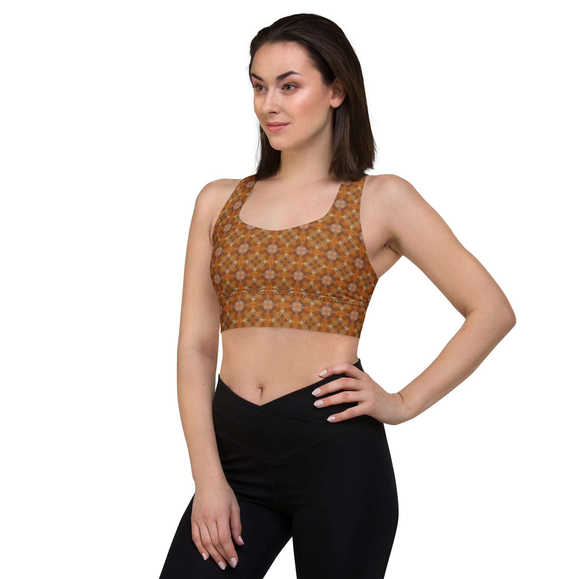 Brown jungle Longline sports bra