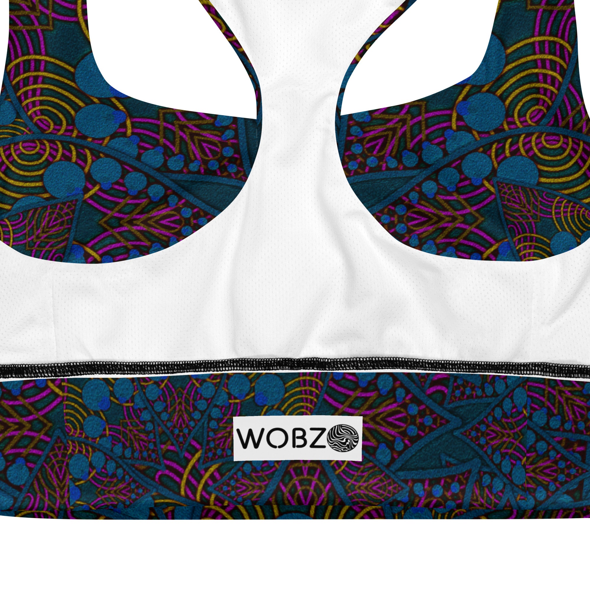 Blue Organic Fractal Longline sports bra