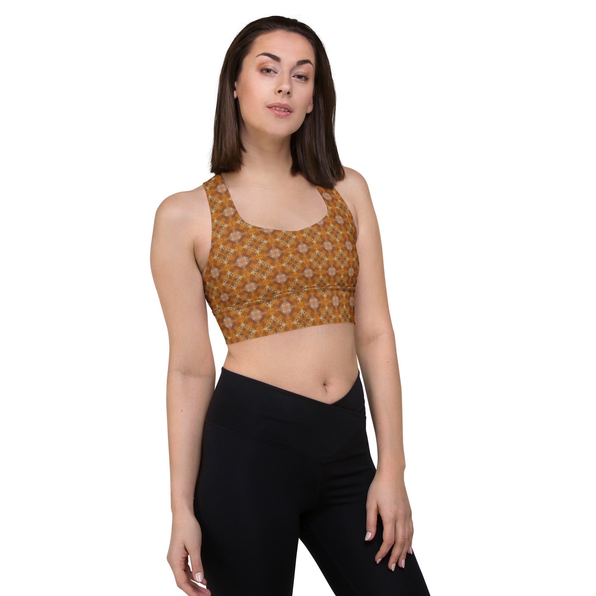 Brown jungle Longline sports bra