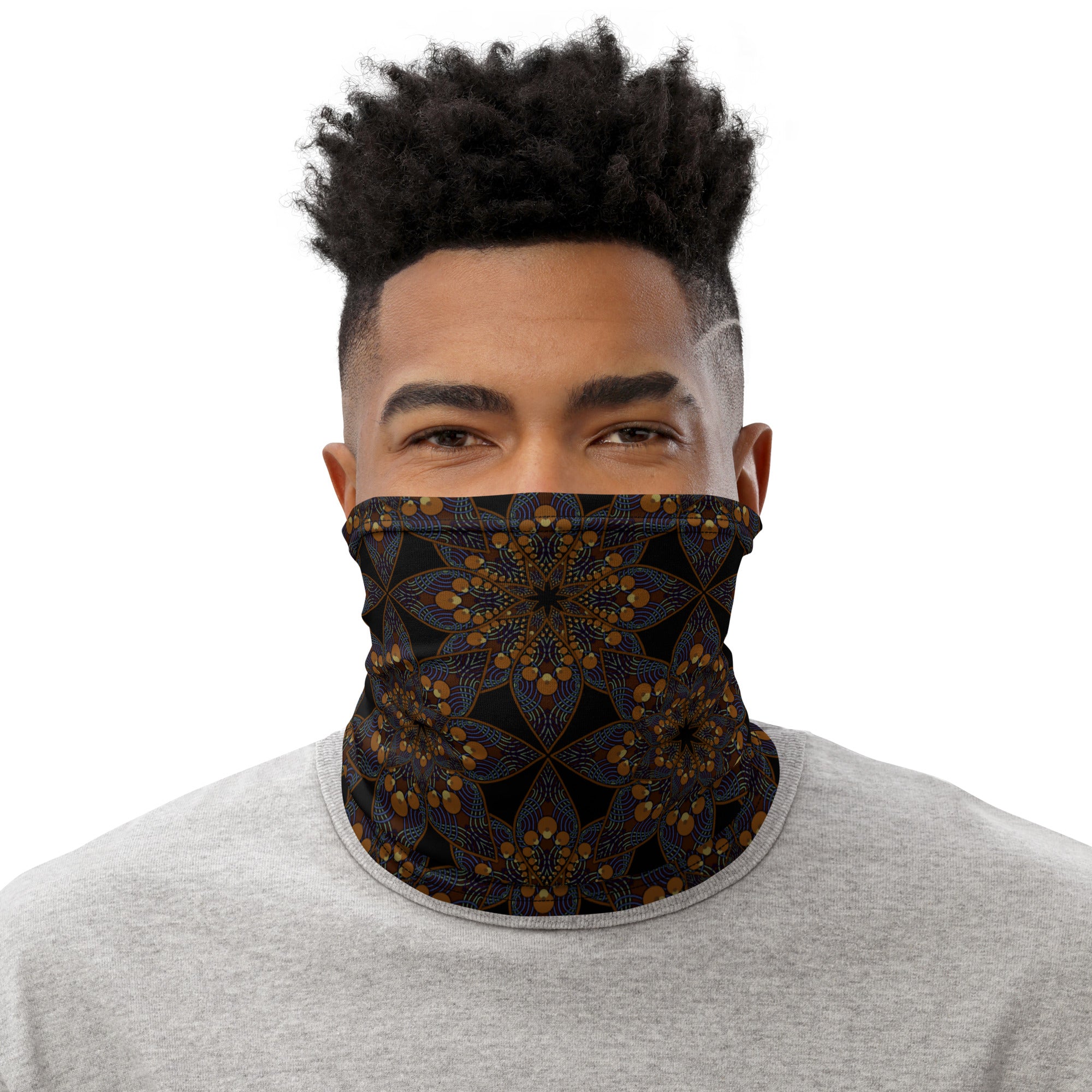 Brown Mandala Neck Gaiter
