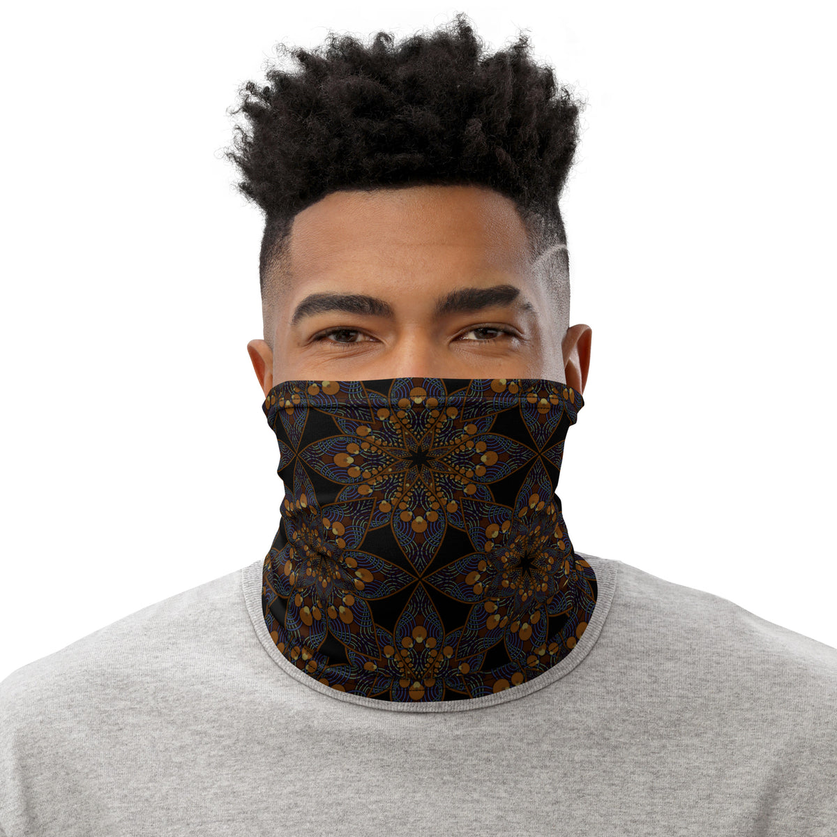 Brown Mandala Neck Gaiter