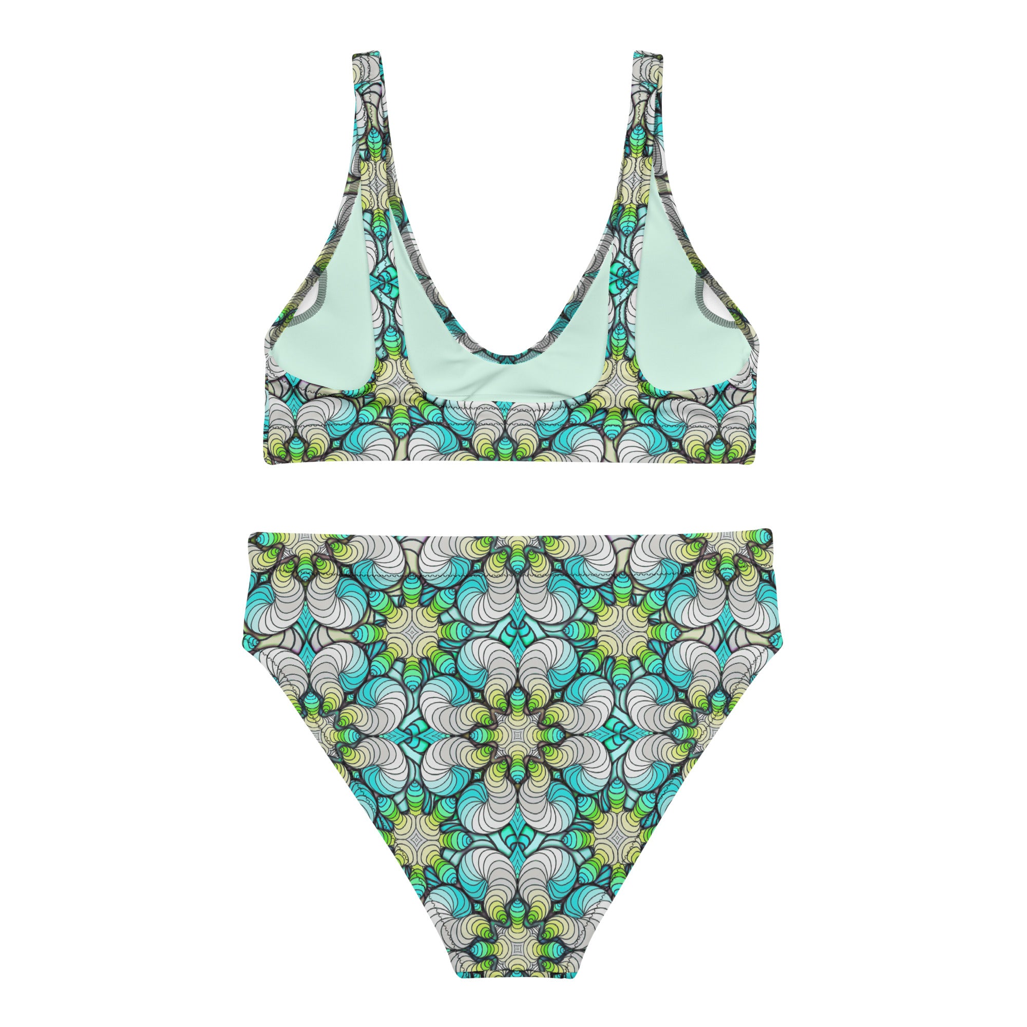 Gummy worms in light blue high-waisted bikini