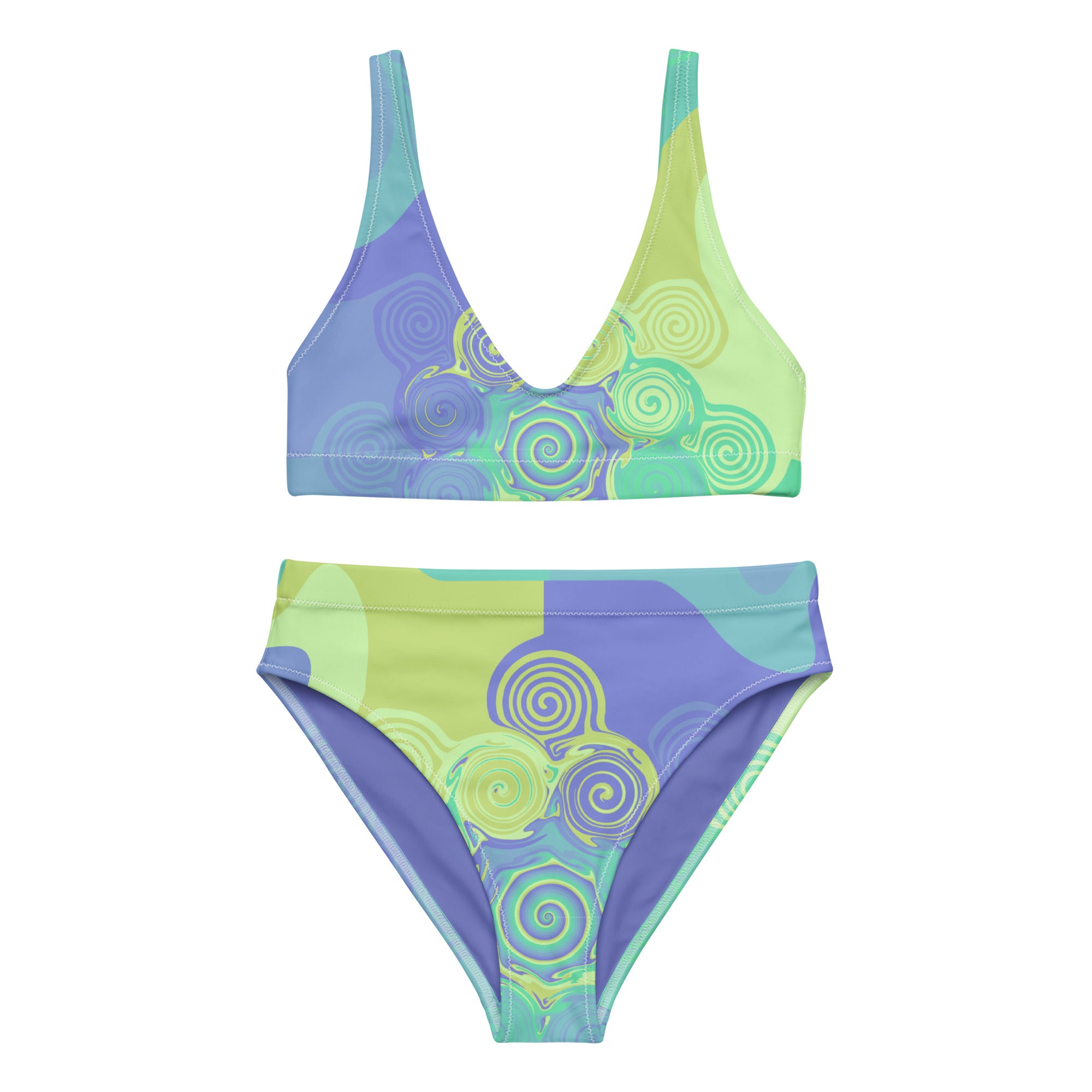 Wobbly spirals high-waisted bikini