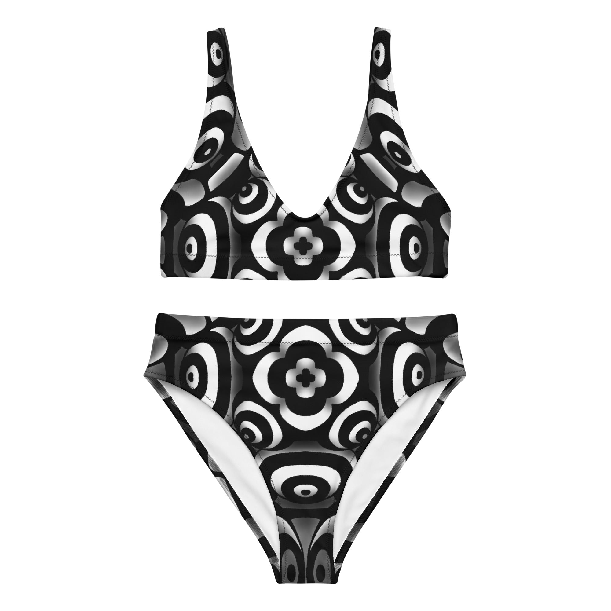 Wobbly black and white high-waisted bikini