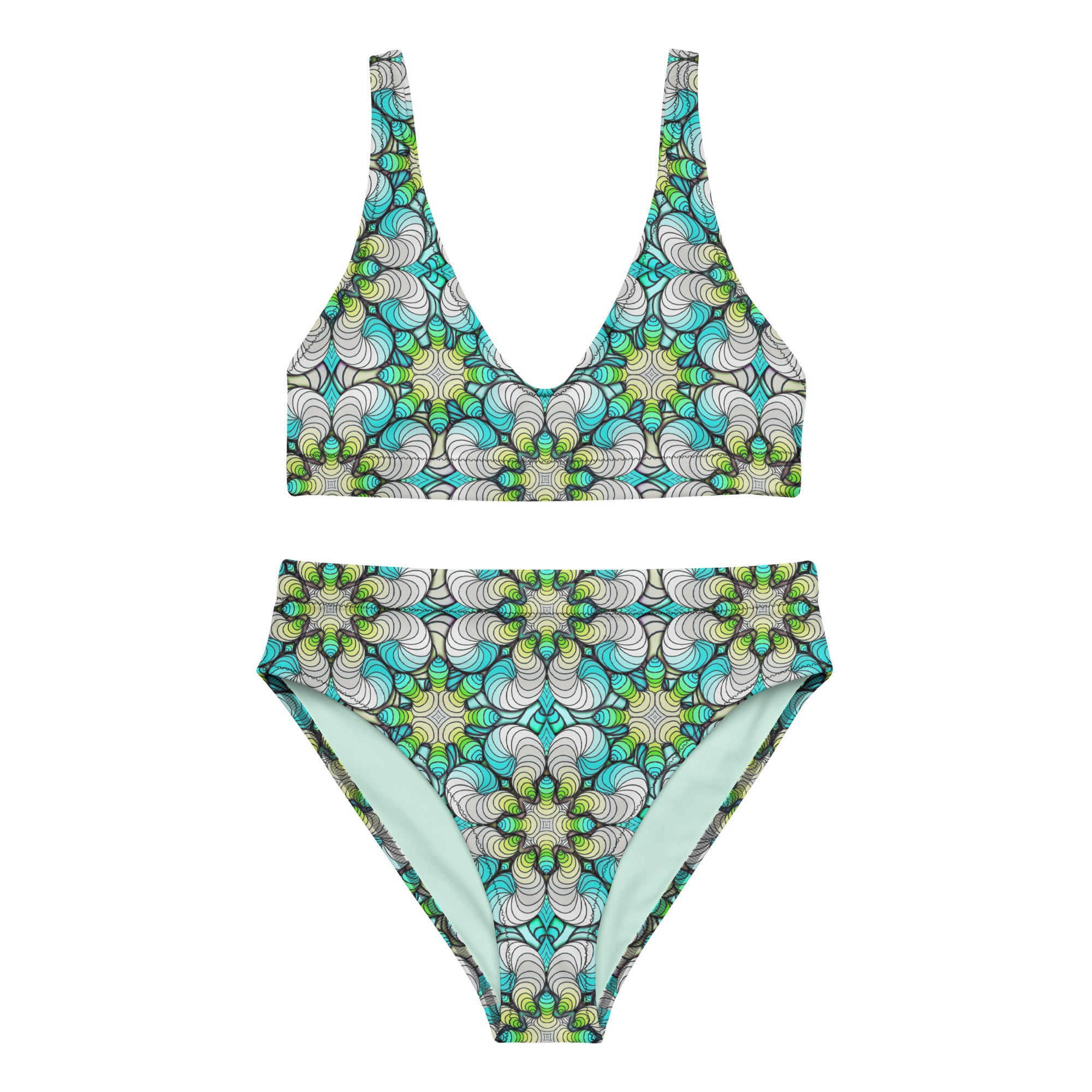 Gummy worms in light blue high-waisted bikini