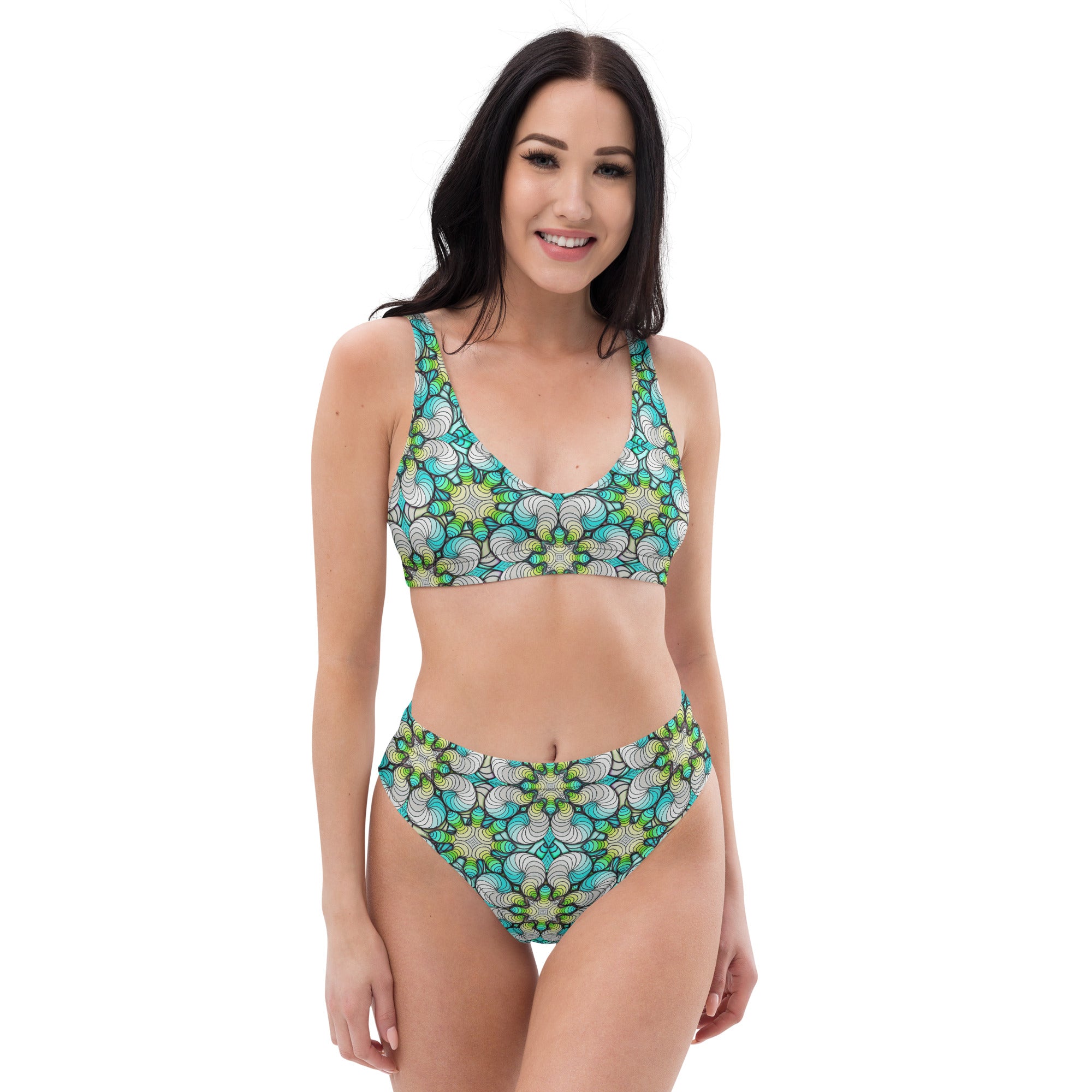 Gummy worms in light blue high-waisted bikini