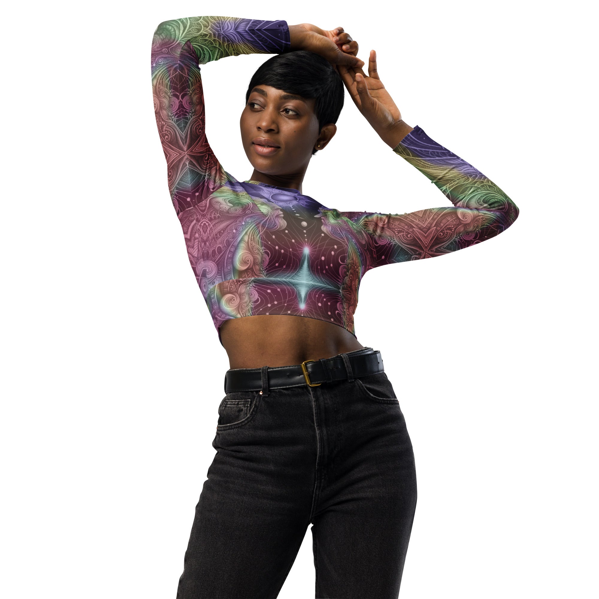 Visionary long-sleeve crop top