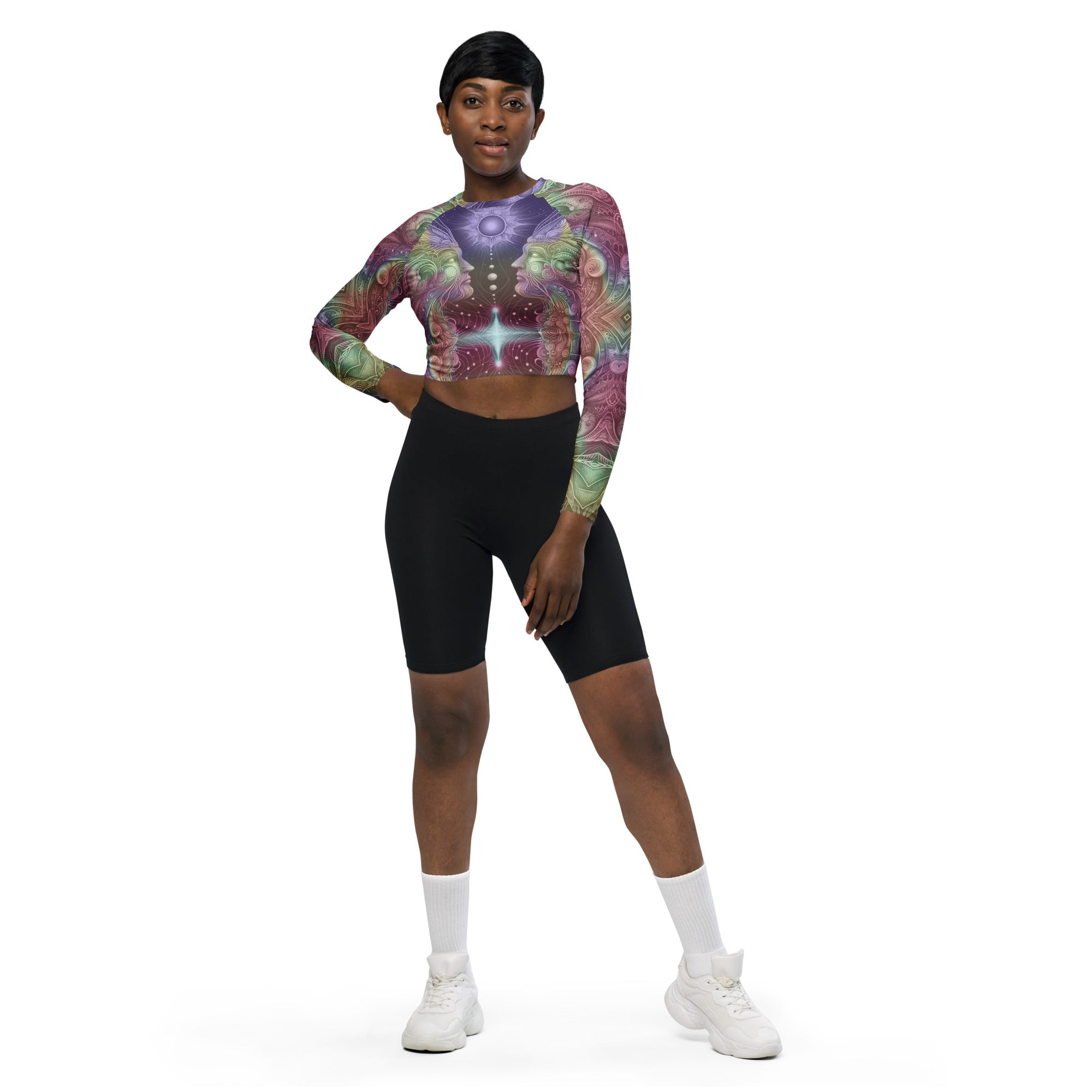 Visionary long-sleeve crop top