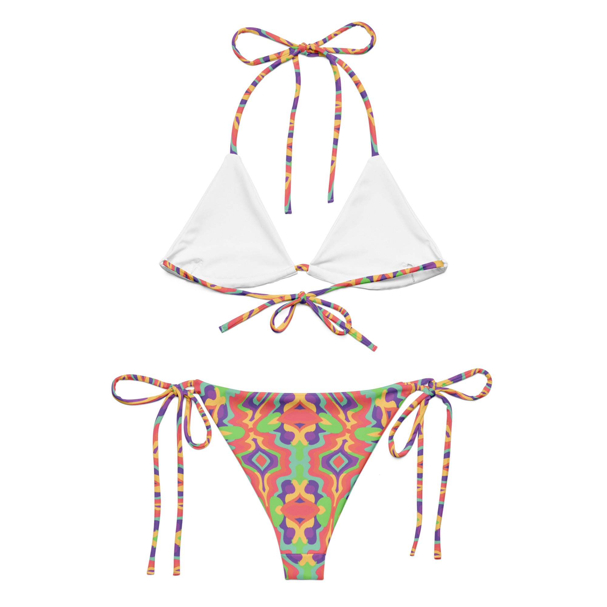 Tribal easy colors All-over print string bikini
