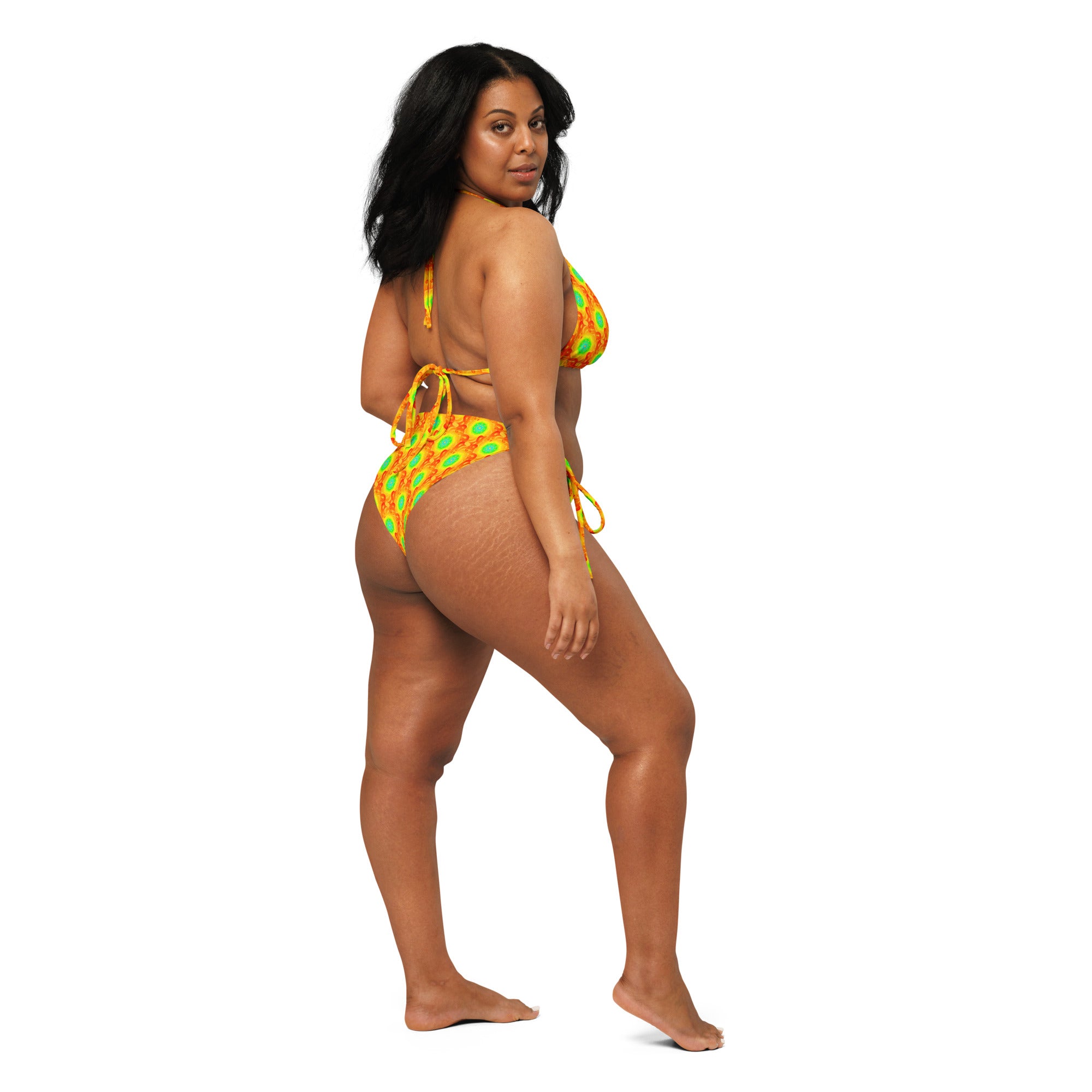 Yellow whirlpool All-over print string bikini
