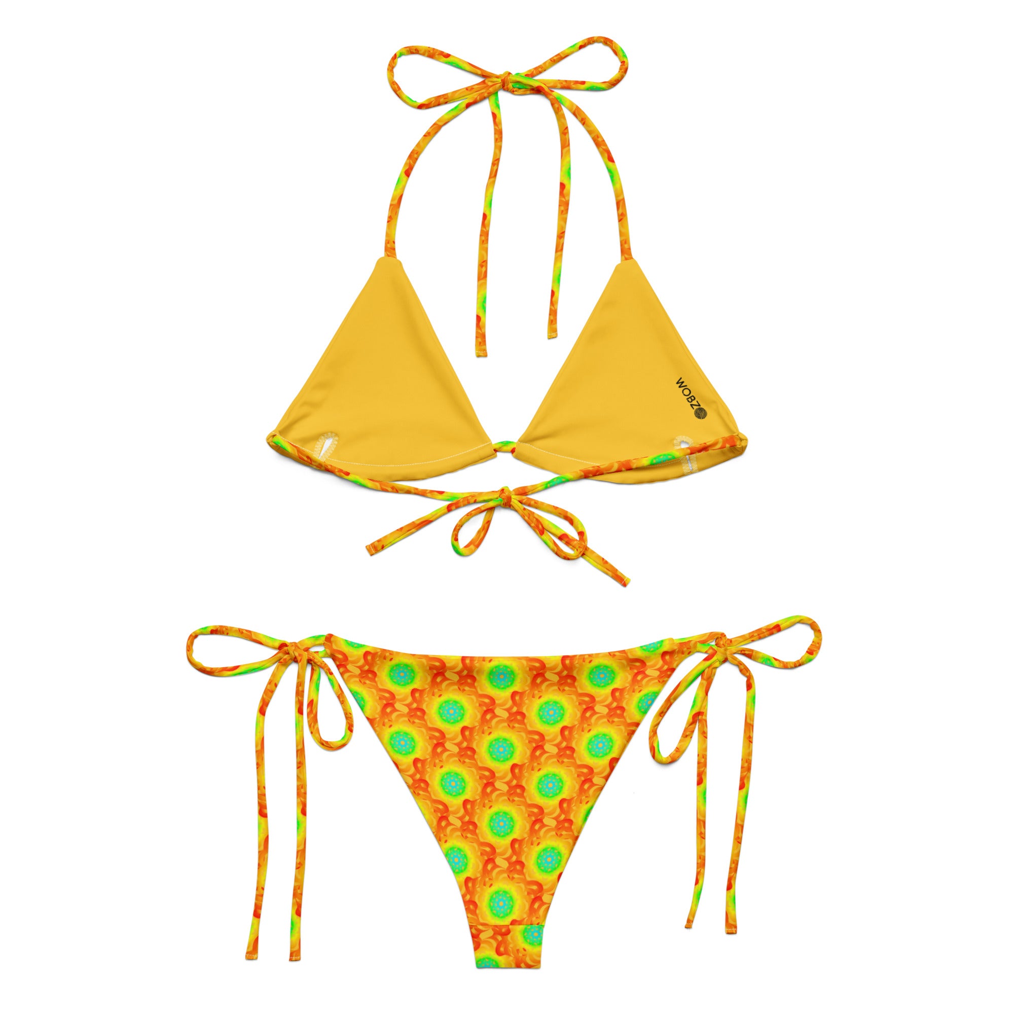 Yellow whirlpool All-over print string bikini