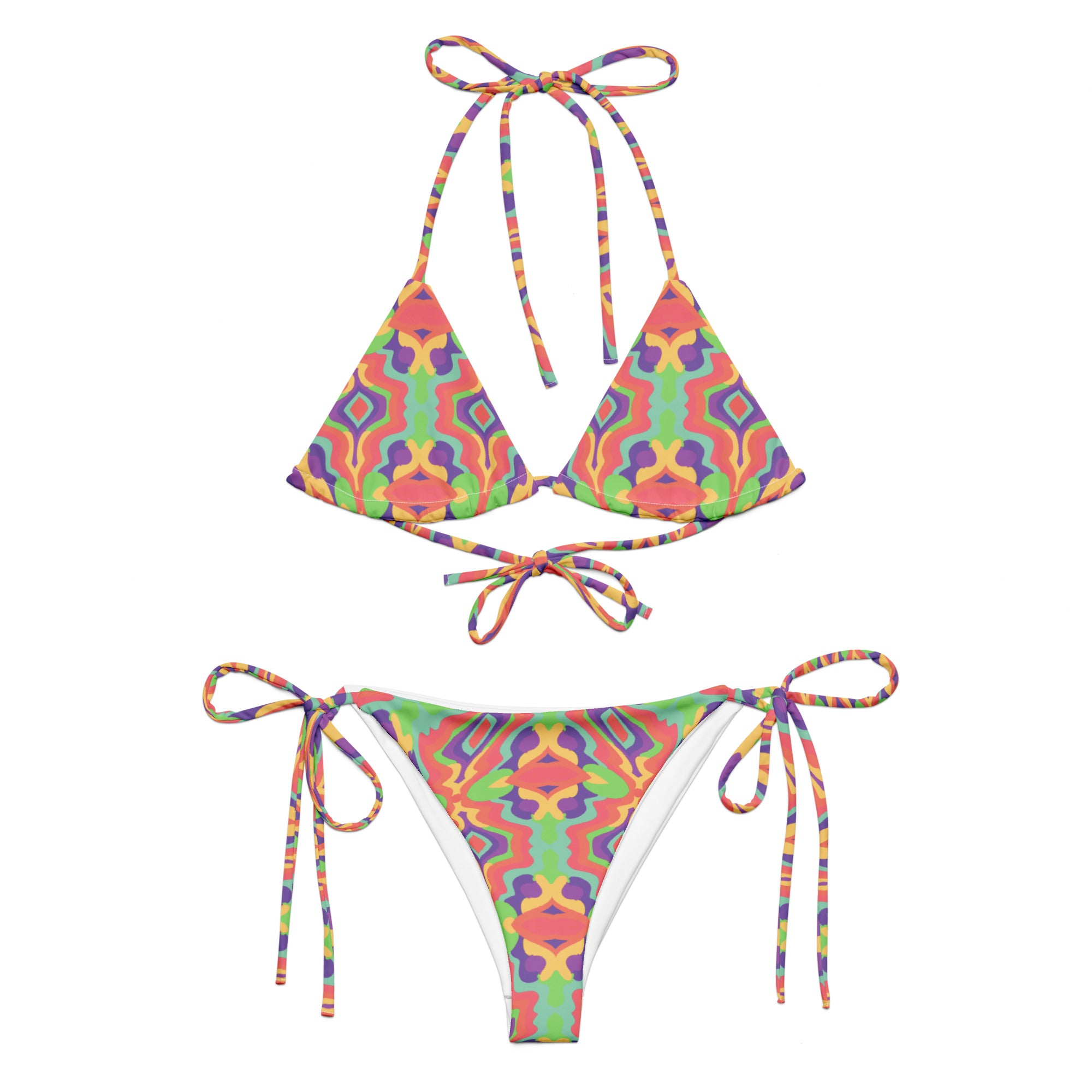 Tribal easy colors All-over print string bikini