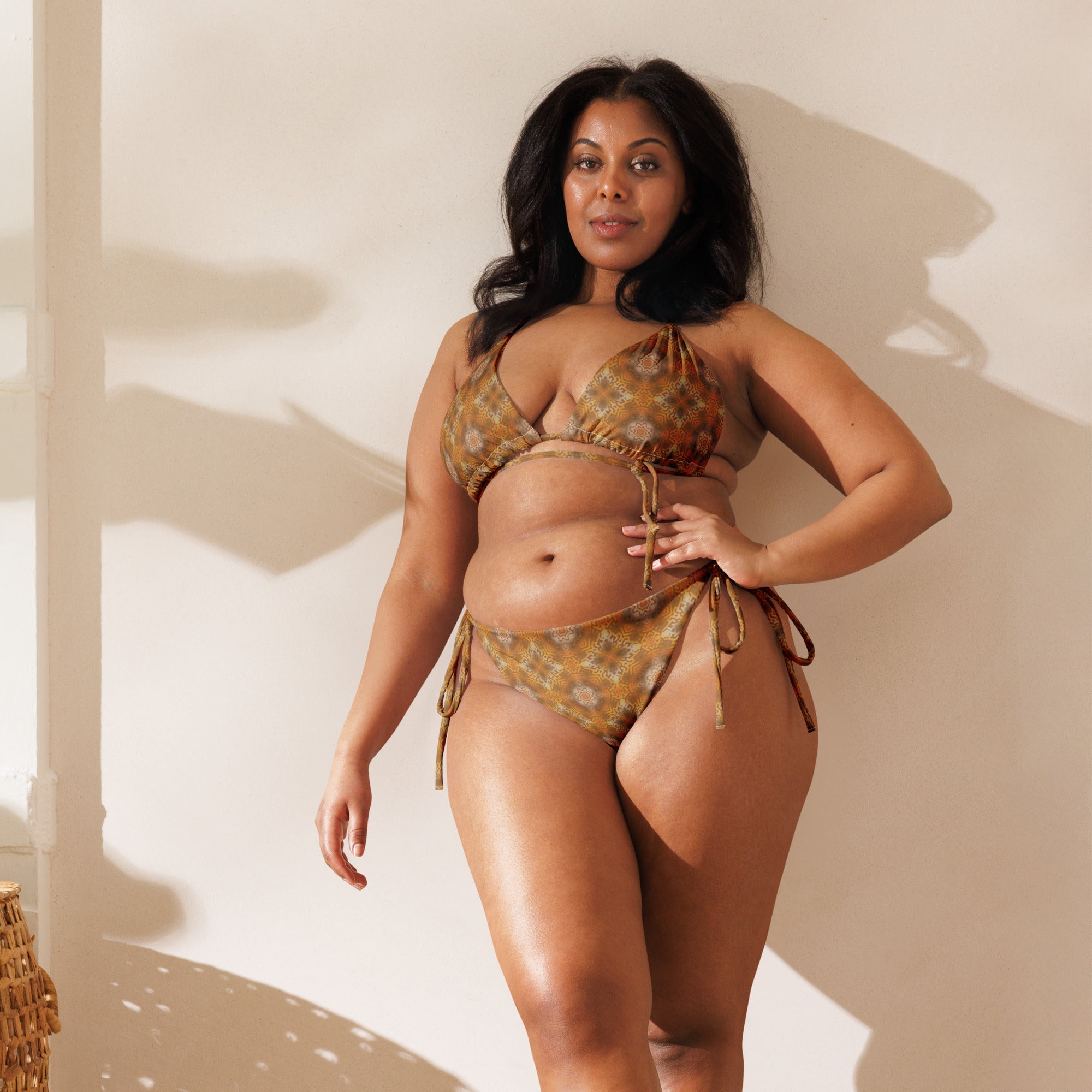 Brown Jungle All-over print string bikini
