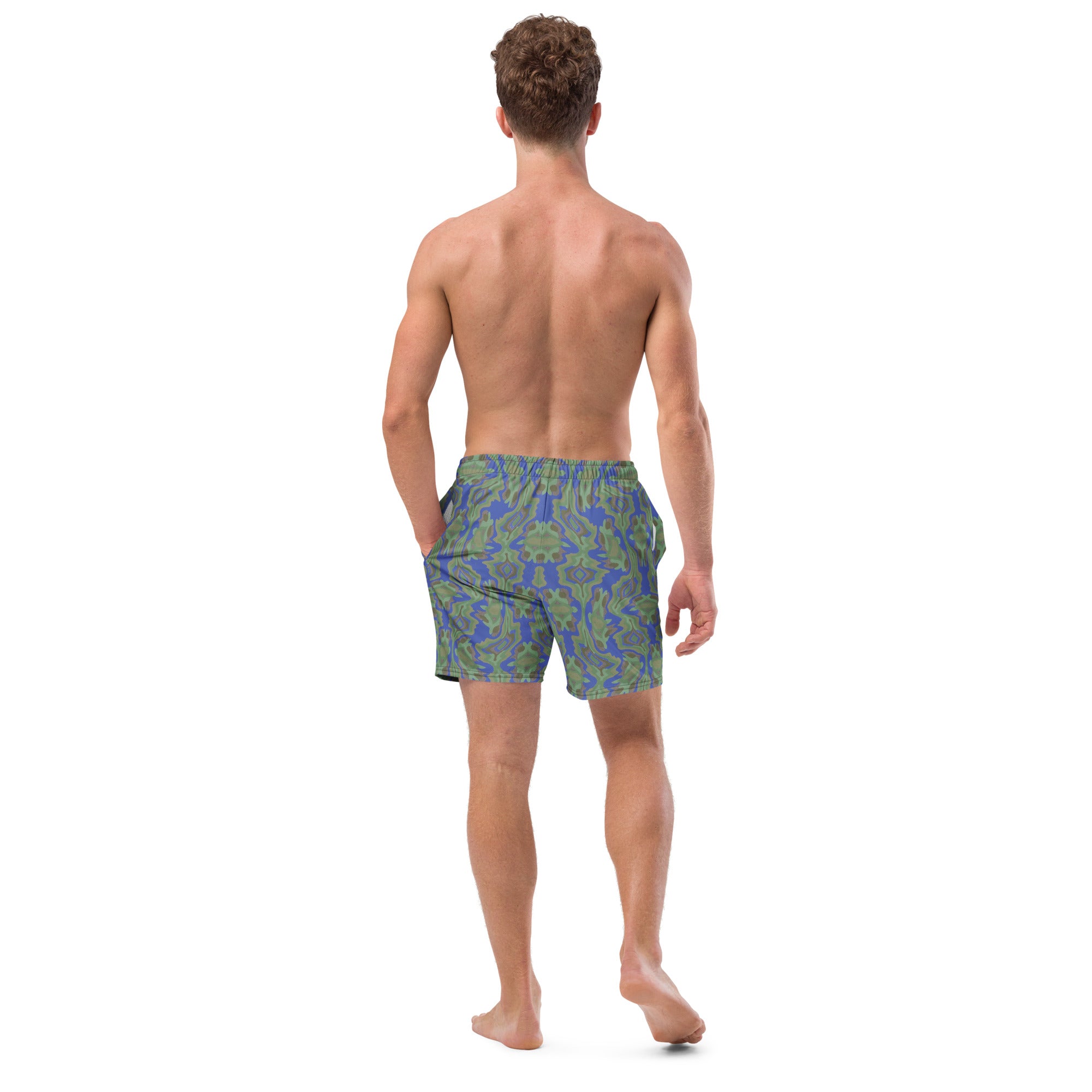 Tribal green Men's swim trunks