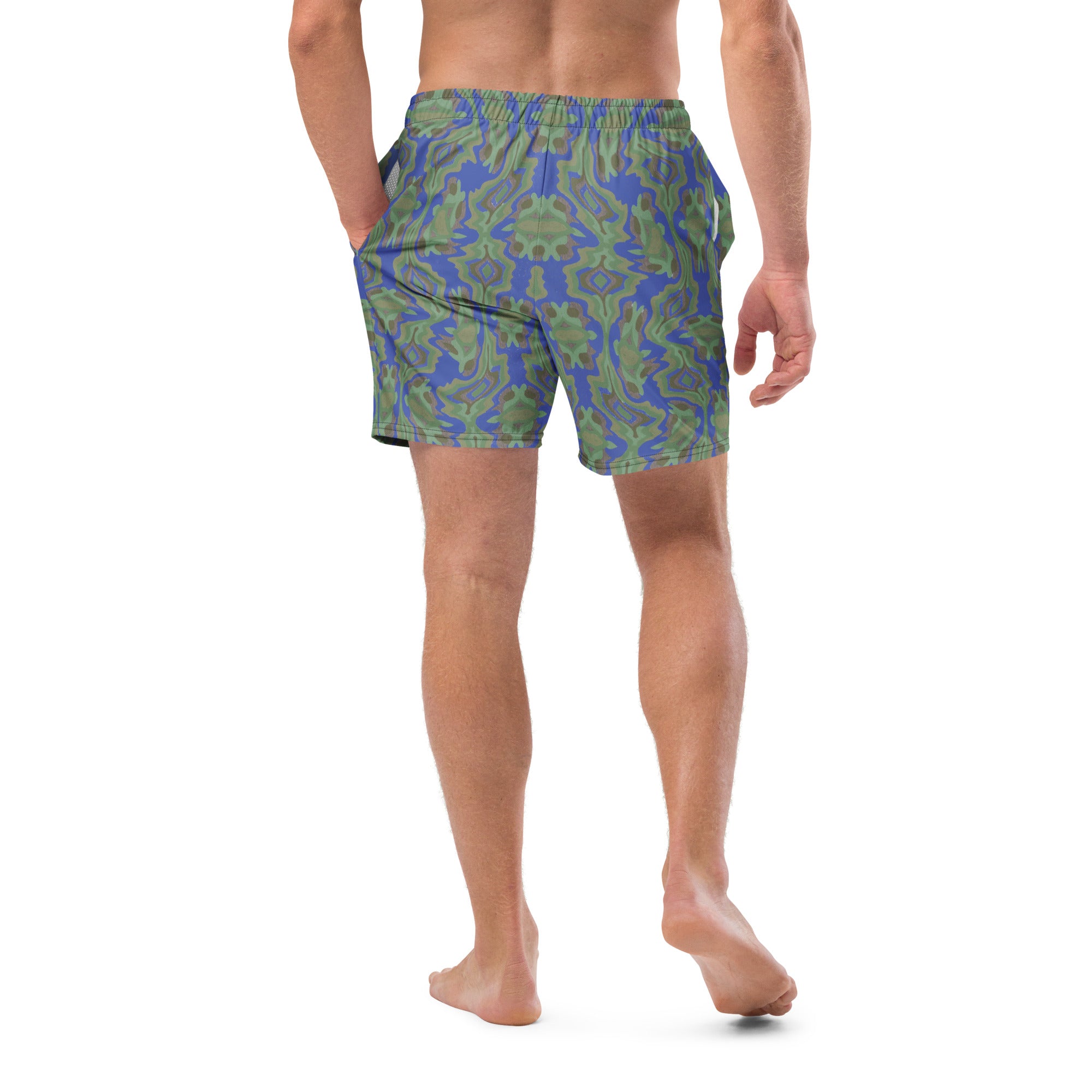 Tribal green Men's swim trunks
