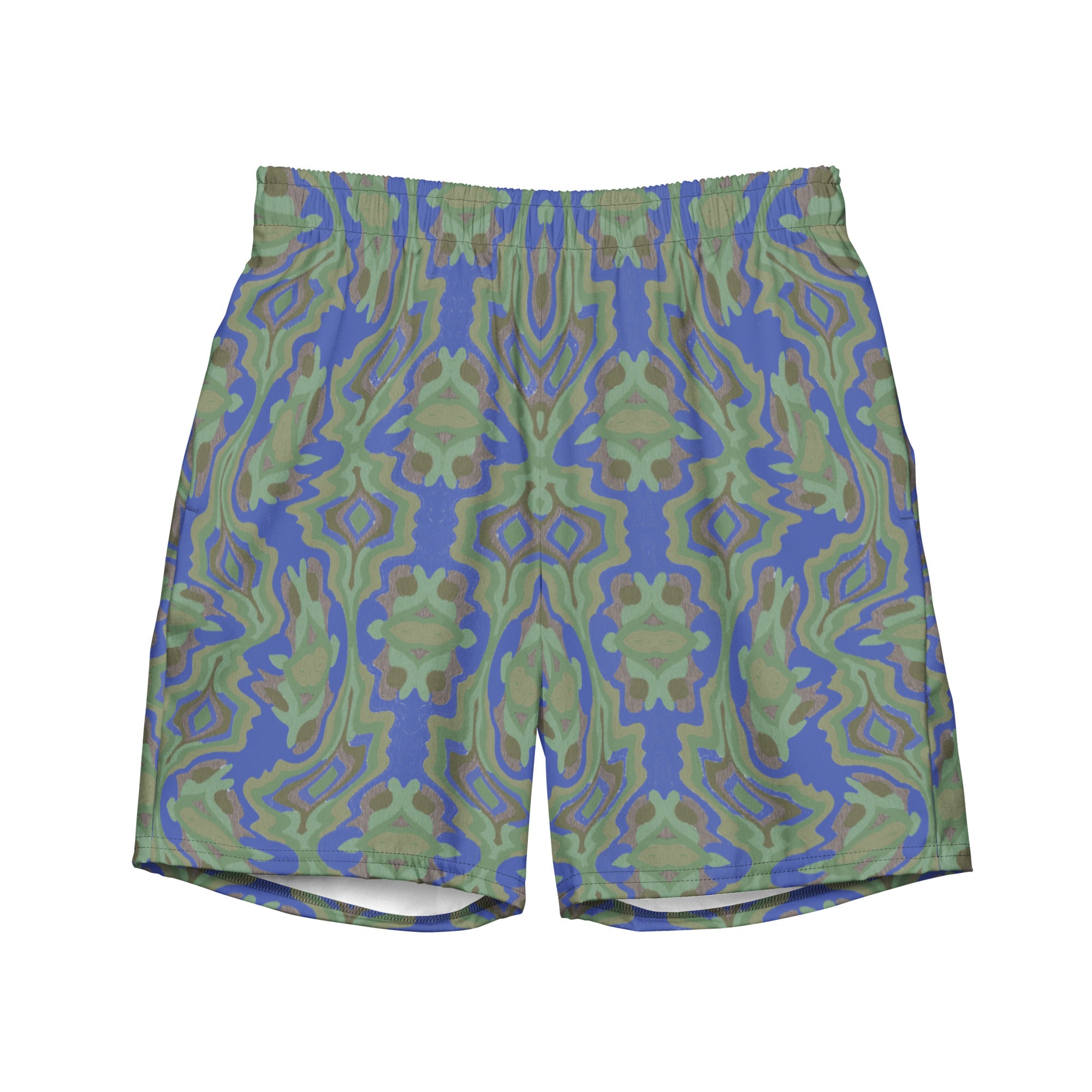 Tribal green Men's swim trunks