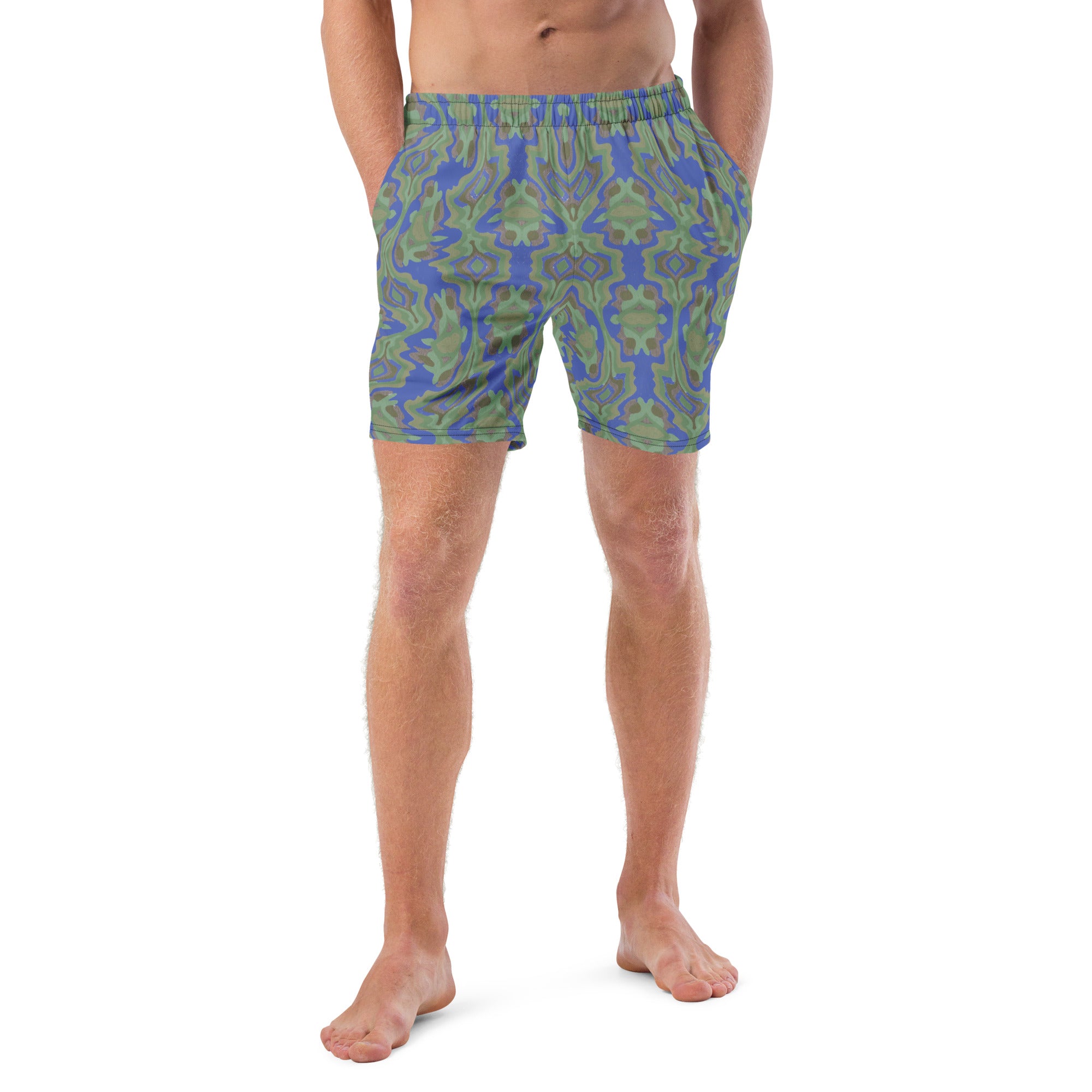 Tribal green Men's swim trunks