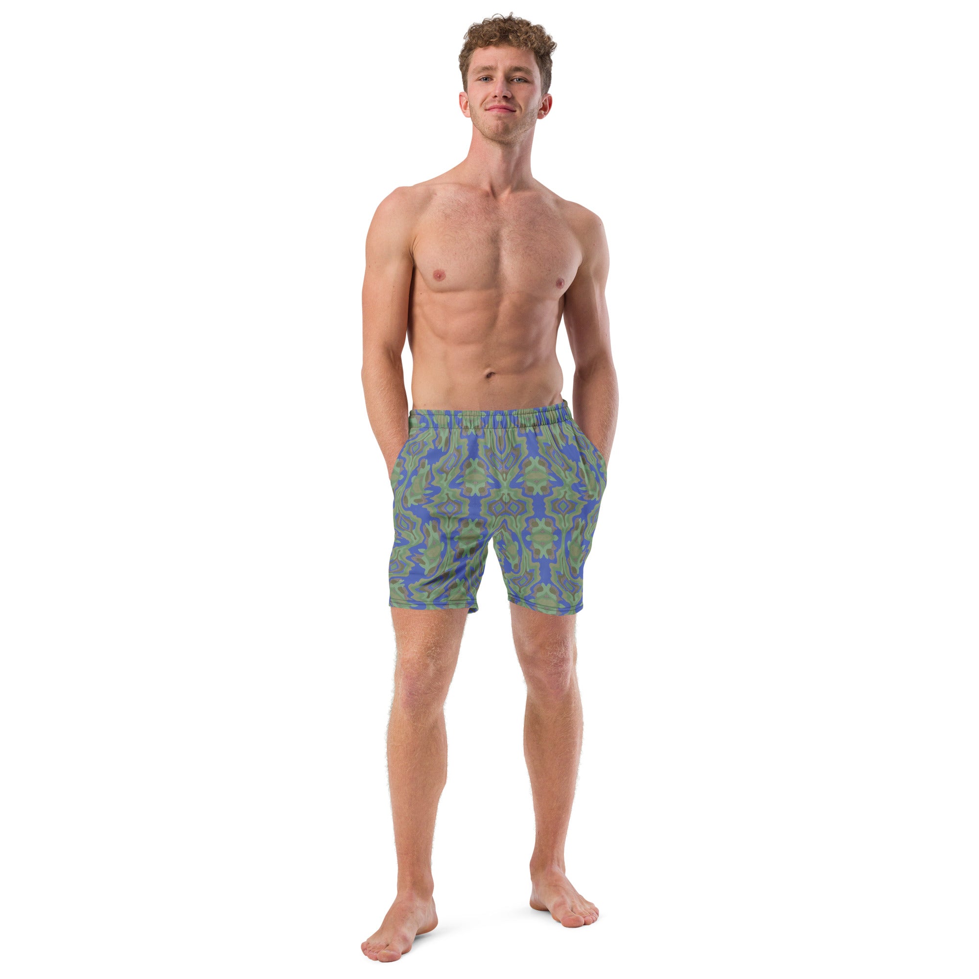Tribal green Men's swim trunks