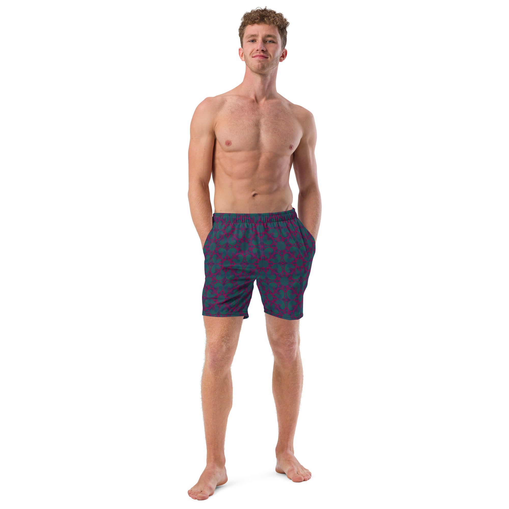 Purple Worms pattern Men's swim trunks