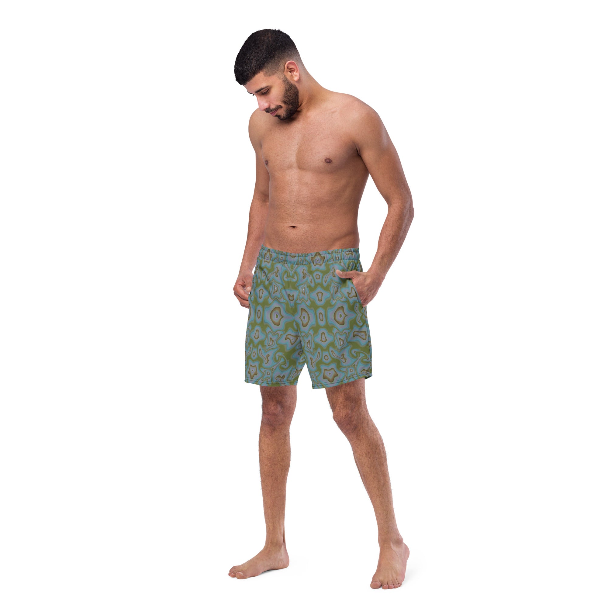 Water ripples Men's swim trunks in green