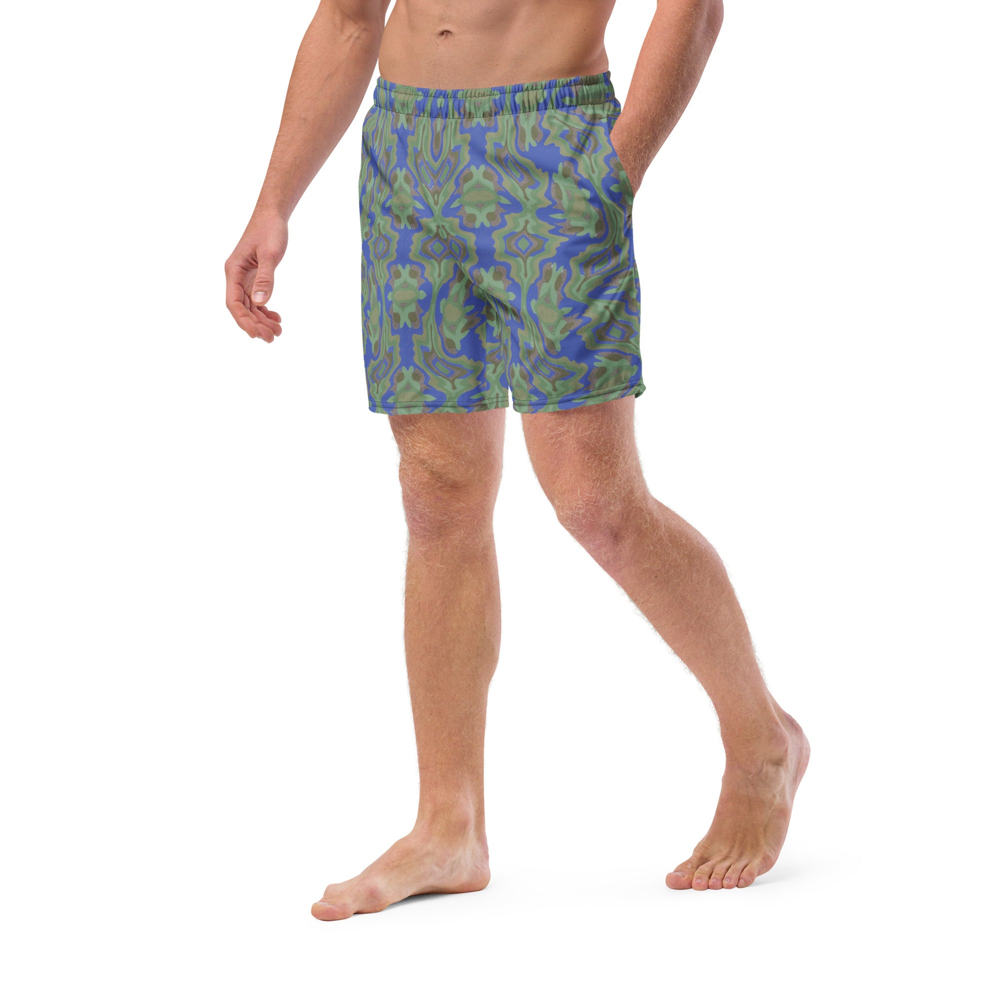 Tribal green Men's swim trunks