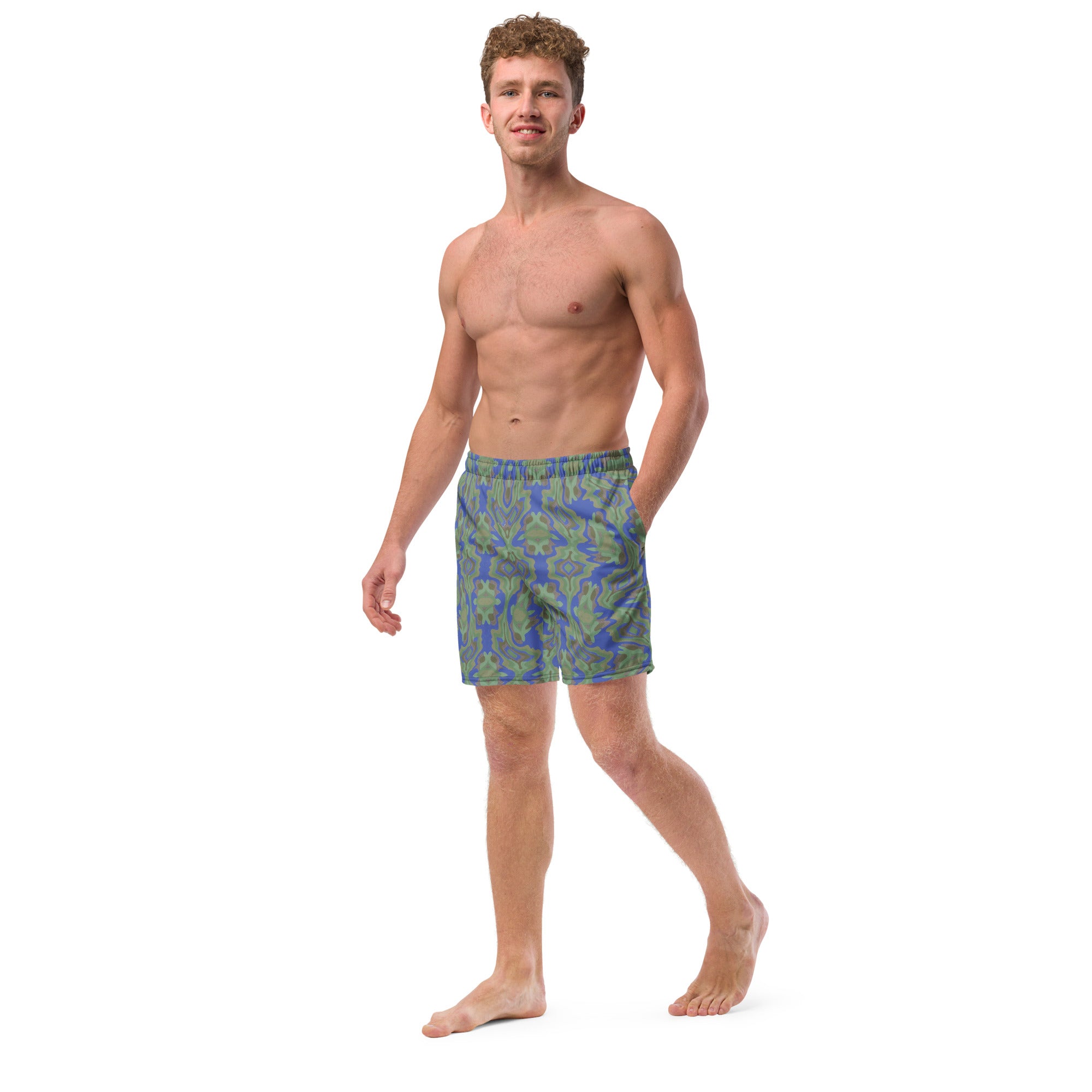 Tribal green Men's swim trunks