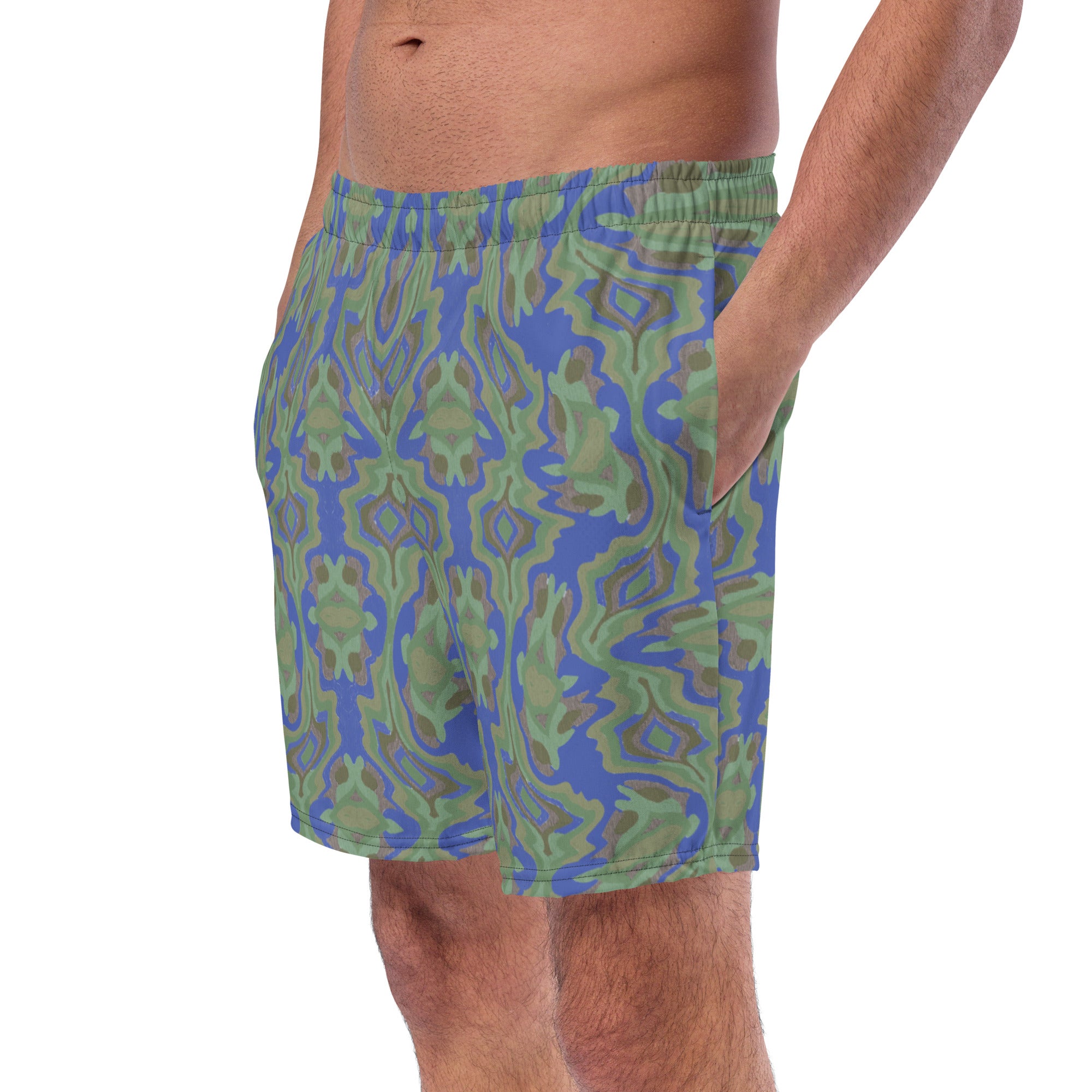 Tribal green Men's swim trunks