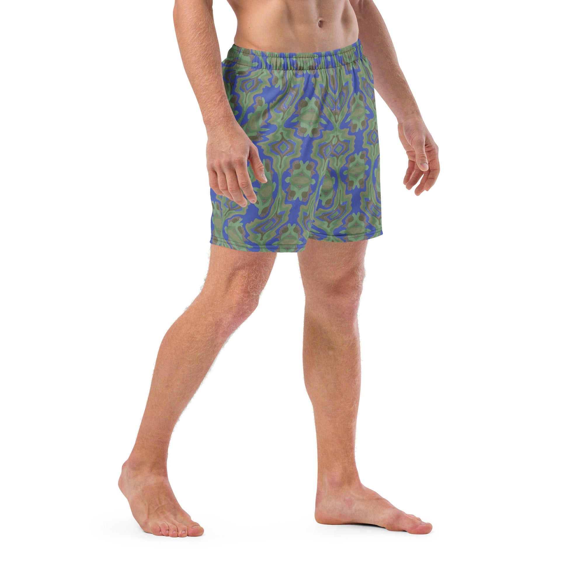 Tribal green Men's swim trunks