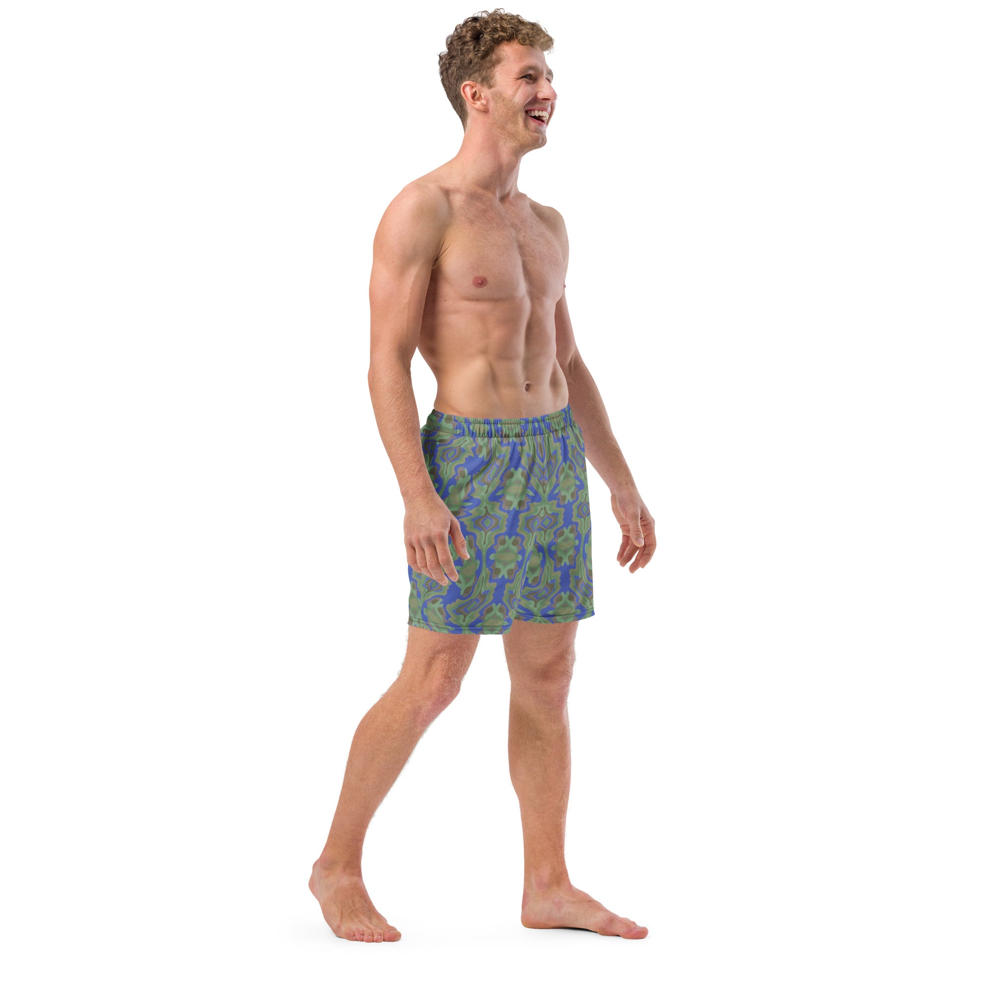 Tribal green Men's swim trunks
