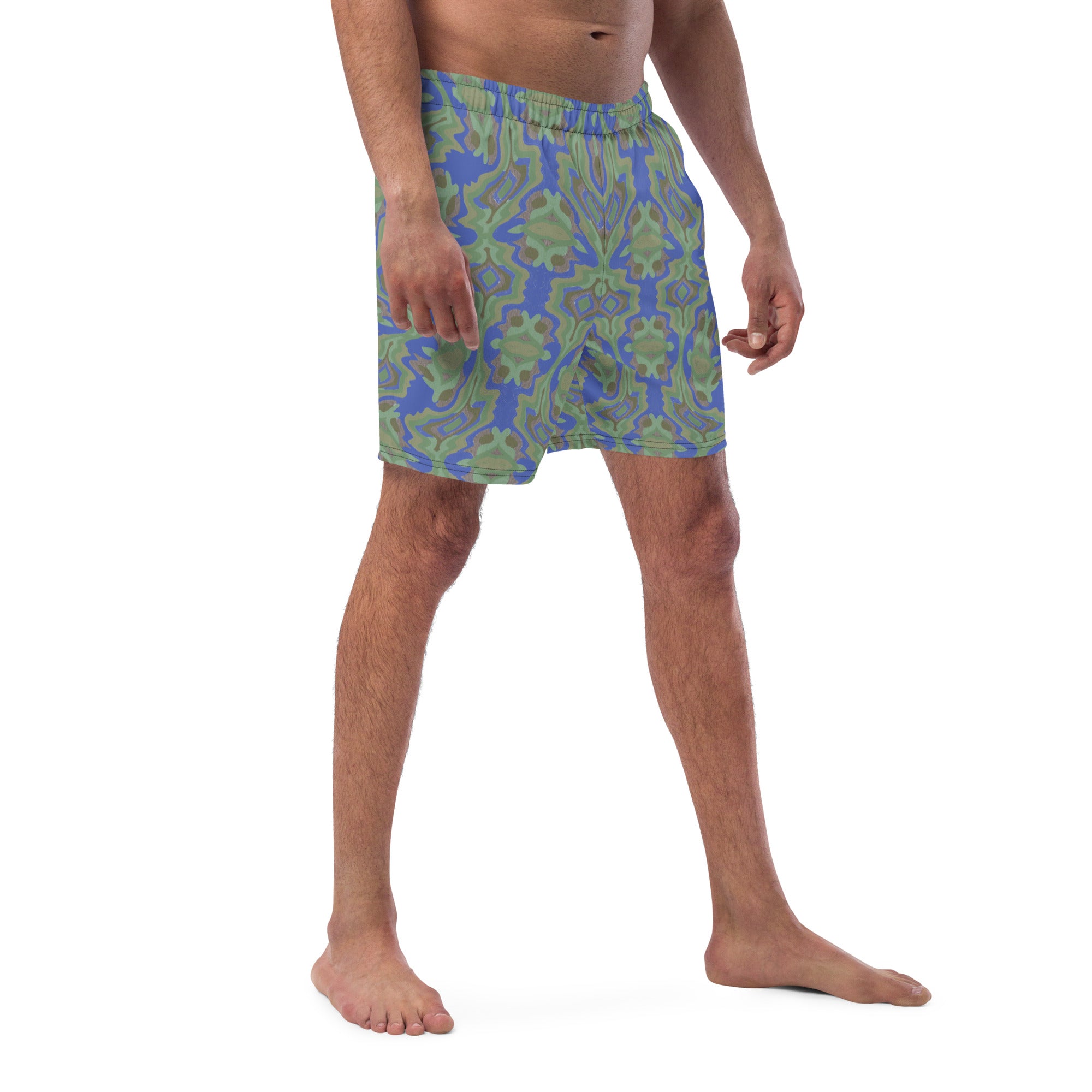 Tribal green Men's swim trunks