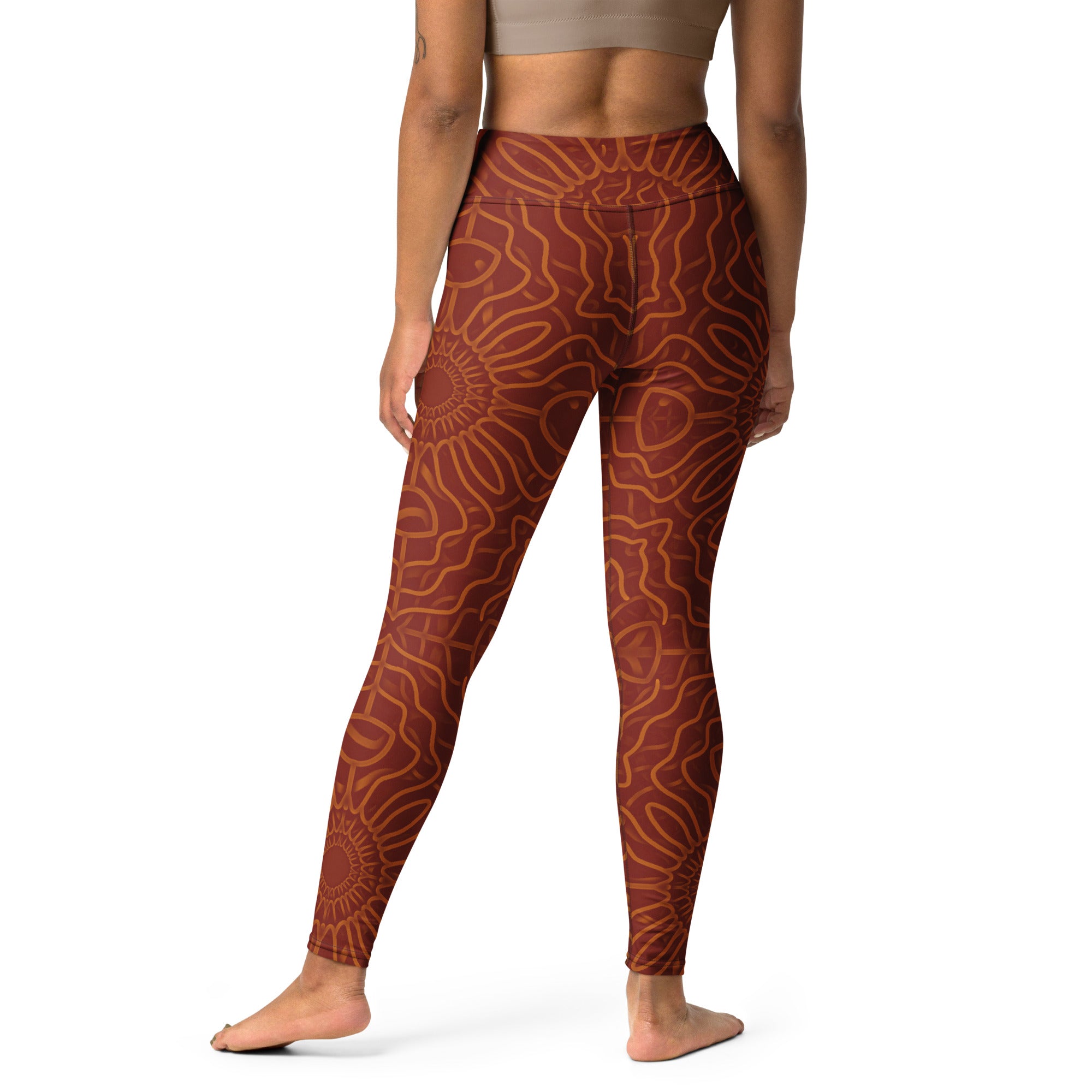 Orange Web Yoga Leggings