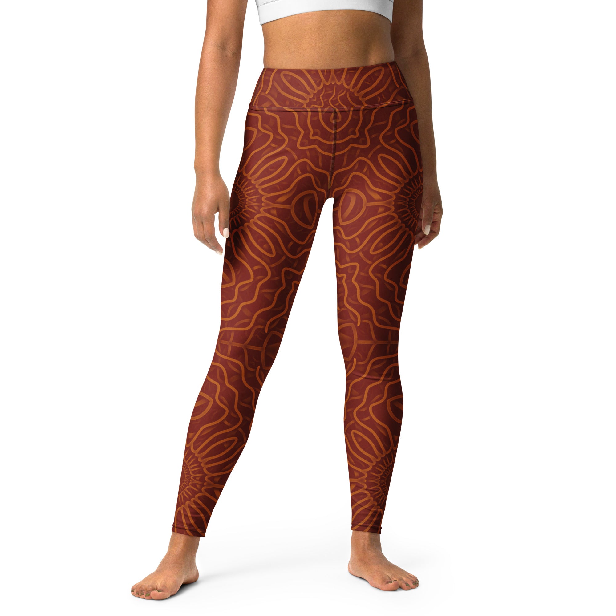 Orange Web Yoga Leggings